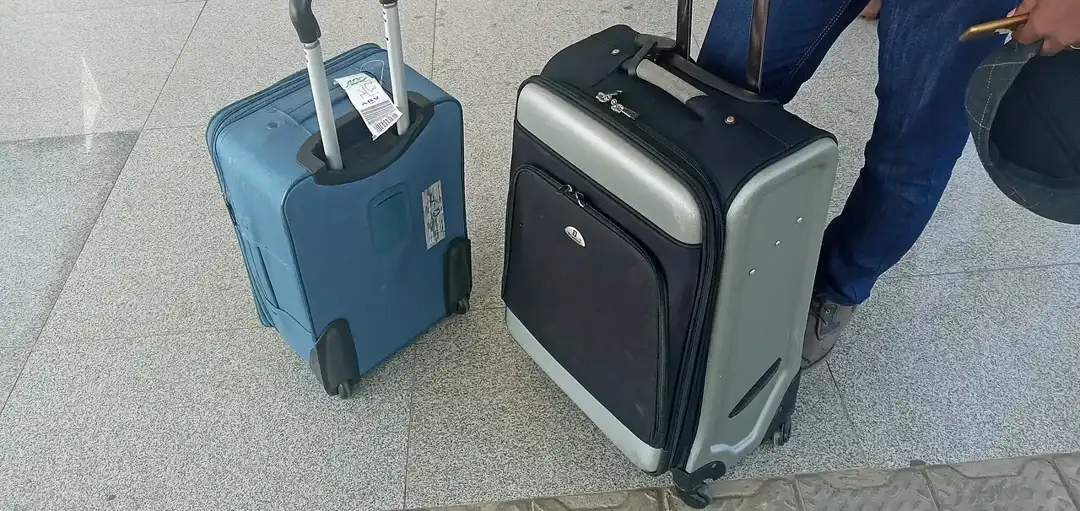 Row of suitcases at an airport